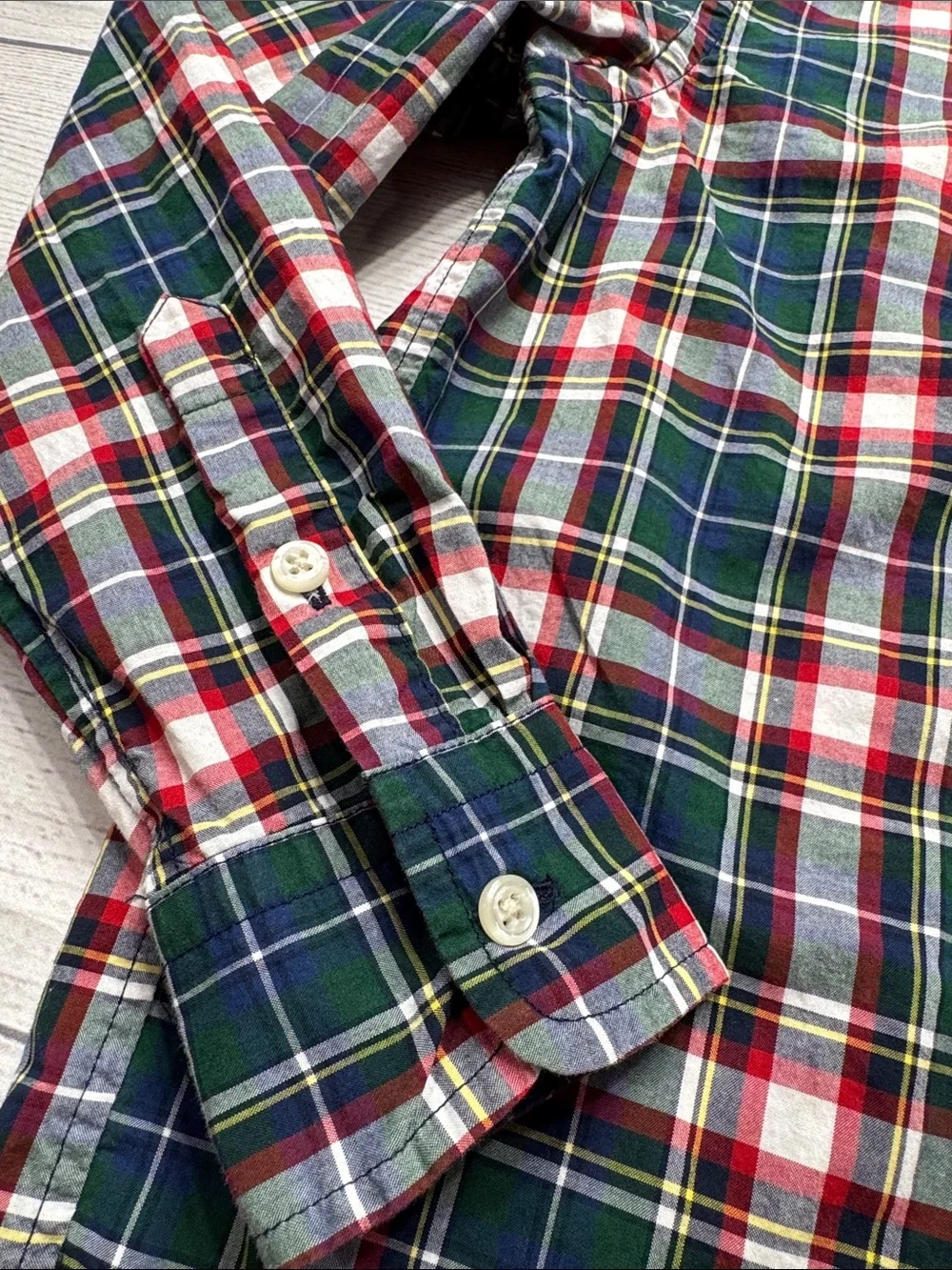 Ralph Lauren Plaid Button-Down Shirt in Green, Red, Navy & White